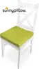 A white chair with a green cushion. Produktbild-Vorschau