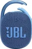 A blue JBL Clip 4 Eco portable Bluetooth speaker with a carabiner clip. Podgląd zdjęcia produktu