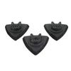 Three black triangular oscillating multi-tool sanding pads are arranged in a triangular formation on a white background. Produktbild-Vorschau