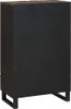 The back view of a tall, narrow cabinet with black legs, set against a white background. Voir les images du produit