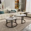 WISFOR 2er Set Couchtisch mit Aluminiumgestell, Satztisch Produktbild-Vorschau 4