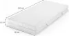 A white mattress with dimensions indicated by lines and text. Produktbild-Vorschau
