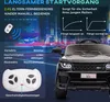 A black electric toy car with a remote control and marketing text. Náhľad obrázku produktu