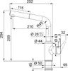 A technical drawing with dimensions of a kitchen faucet. Produktbild-Vorschau