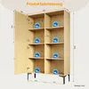 A diagram showing the dimensions of a wooden cabinet with shelves and doors. Produktbild-Vorschau