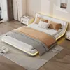 A modern bedroom with a white upholstered bed, nightstands, and a window with curtains. Náhled obrázku produktu
