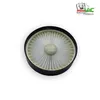 A round vacuum cleaner filter with white pleated material and a black rim, set against a white background. A logo is visible in the top right corner. Produktbild-Vorschau