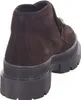 A close-up, rear-facing view of a brown suede boot with a thick, black, lug sole. Produktbild-Vorschau