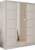 A three-door sliding wardrobe with a mirror in the center, shown from a front-diagonal angle. Produktbild-Vorschau