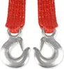 Close-up of two metal hooks attached to red straps. Podgląd zdjęcia produktu