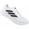 A white Adidas running shoe with black stripes is shown against a white background. Produktbild-Vorschau
