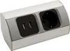 Steckdosenblock Aufbau, silber, 2fach, 2 USB 2A, 3680W Produktbild-Vorschau 1