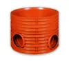 An orange plastic drainage manhole base with two inlet pipes. Náhľad obrázku produktu