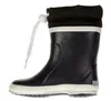 A single black winter boot with a white sole and a white drawstring closure at the top. Produktbild-Vorschau