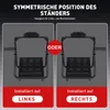 Two identical gaming wheel stands are shown side-by-side, illustrating symmetrical positioning options for left- and right-handed users. Produktbild-Vorschau