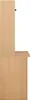 A side view of a wooden desk with a bookshelf attached. Produktbild-Vorschau