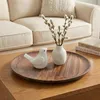 Plateau décoratif rond en bois de noyer naturel - 38 cm - Voir les images du produit 7