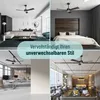 Collage of different interior design scenes featuring ceiling fans. Produktbild-Vorschau