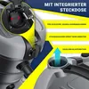 Close-up marketing image of an industrial vacuum cleaner, highlighting its integrated socket and features. Produktbild-Vorschau