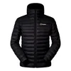 Schwarze; synthetisch isolierte Trail-Nomad Jacke von Berghaus; mit hohem Kragen und Reißverschluss.