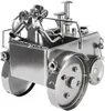 A metal sculpture of a tractor with a driver and a dog, made from nuts, bolts, and other metal parts. Anteprima dell’immagine prodotto