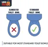 An illustration comparing an elongated toilet bowl with a red cross and a standard toilet bowl with a green checkmark, indicating compatibility. Anteprima dell’immagine prodotto
