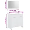 A diagram showing the dimensions of a white bathroom vanity and mirror set. Anteprima dell’immagine prodotto