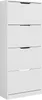 A white four-drawer chest of drawers shown from a slight angle. Produktbild-Vorschau