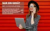 A woman holding a laptop and talking on the phone, with promotional text overlaid on the left side. Náhled obrázku produktu
