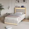 INONEFT Polsterbett 90x200 mit Stauraum, Jugendbett mit LED Produktbild-Vorschau 7