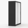 A black and white wardrobe with sliding doors, shown from the side against a white background. Voir les images du produit