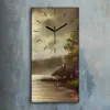 Dekor Leinwand Uhr Wandbilder 30x60 Gemälde See Bäume Produktbild-Vorschau 2