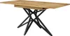 A wooden dining table with a black metal base, shown against a white background. Anteprima dell’immagine prodotto