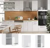 A modern white high-gloss kitchen with wooden accents. Podgląd zdjęcia produktu