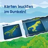 A marketing image showing two cards with dinosaurs, one labeled 'Bei Tag...' (By Day) and the other '...bei Nacht' (...at Night), illustrating a glow-in-the-dark feature. Produktbild-Vorschau
