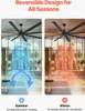 Split image showing a ceiling fan circulating air in a gym for summer and winter use. Náhled obrázku produktu