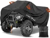 A black ATV cover is shown on an ATV, with a storage bag also visible. Produktbild-Vorschau