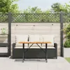vidaXL Gartensofa 3-Sitzer mit Kissen & Tisch Schwarz Poly Produktbild-Vorschau 3