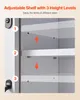 Close-up view of an adjustable shelf in a cabinet, showing different height levels. Voir les images du produit