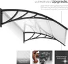 A product image showing a black and clear awning mounted on a white wall, with marketing text and feature callouts below. Náhled obrázku produktu