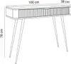 A line drawing of a console table with dimensions indicated. Produktbild-Vorschau