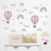 Aquarell Rosa Heißluftballon & Regenbogen Wandaufkleber – Produktbild-Vorschau 4