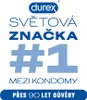 Marketing image for Durex, stating it is the world's number 1 brand in condoms and has over 90 years of trust. Anteprima dell’immagine prodotto