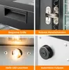 A collage of four close-up images showcasing different features of a food dehydrator. Podgląd zdjęcia produktu