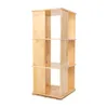A freestanding, three-tiered, rotating bookshelf made of light-colored wood, shown against a white background. Podgląd zdjęcia produktu