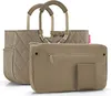 A beige quilted shopping bag with gold handles and a matching pouch in front of it, presented on a white background. Náhľad obrázku produktu