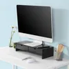 SoBuy Arbeitsplatzorganizer BBF02-SCH schwarz unter Monitor auf weißem Schreibtisch Náhľad obrázku produktu