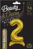 Fóliový balón číslice 2, stojící - zlatá, 74cm Náhled obrázku produktu 2
