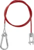 A red safety cable with a carabiner clip and a U-shaped fitting with a roller. Produktbild-Vorschau