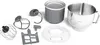 A collection of kitchen appliance attachments and accessories laid out on a white background. Produktbild-Vorschau
